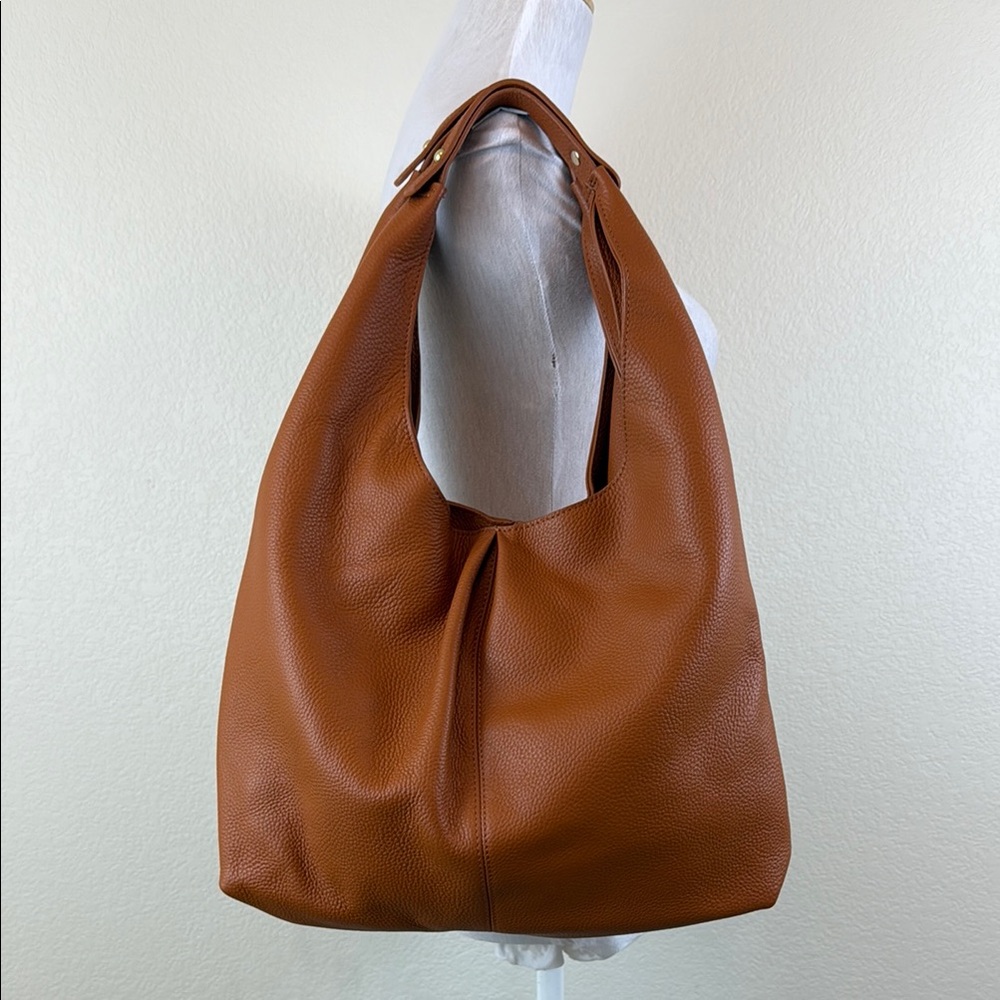 Laggo Elegant Cognac Brown Leather Hobo Bag